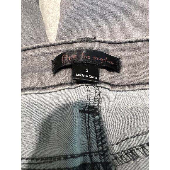 Fire Los Angeles Junior's Skinny Jeans Black Wash Zipper Pockets & Ankles 5 JL - Picture 10 of 12